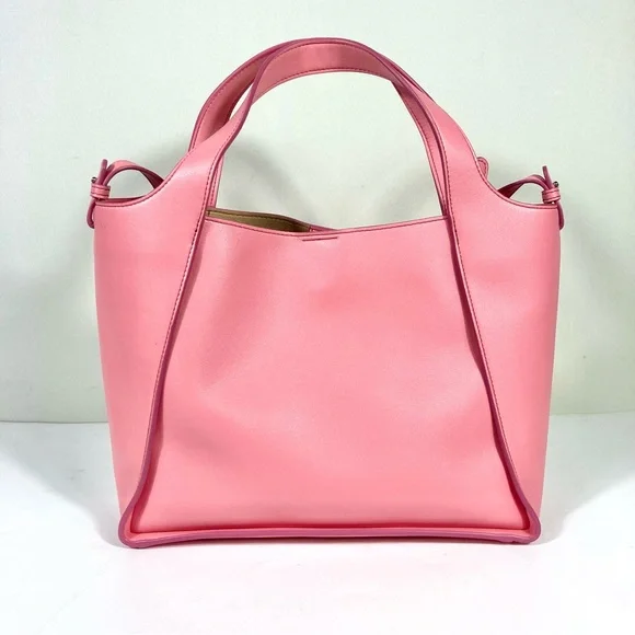 Stella McCartney Perforated Logo Faux Leather Medium Satchel Bag Pink NEW - Picture 4 of 17